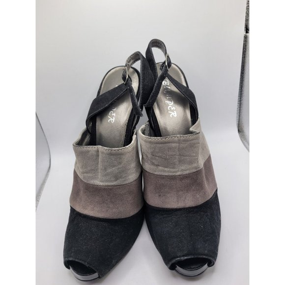 Bumper Heels Size 8.5 Black and Gray Peep Open Toe Sling Back Womens - Picture 10 of 12